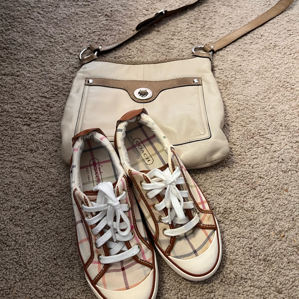 Xbody Cream Tan Snake Trim Turnlock Classic Shoulder Purse.  & Sz 6.5 shoes